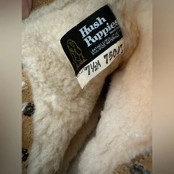 Vintage 70s 80s Hush Puppies Lined Fur Lace Up Suede Boots Size 7.5 - Picture 8 of 8